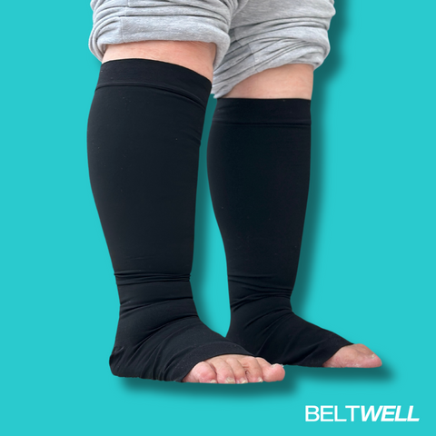 Beltwell® - Toeless Compression Socks for Big Swollen Legs (2 pairs)