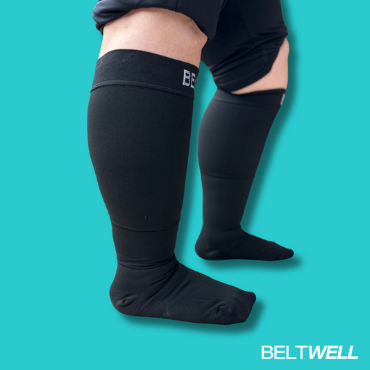 Beltwell® - The Plus-Size Anti-Slip Compression Socks For Big Swollen Legs With Edema & Lymphedema [23-32mmHg] (2 pairs)