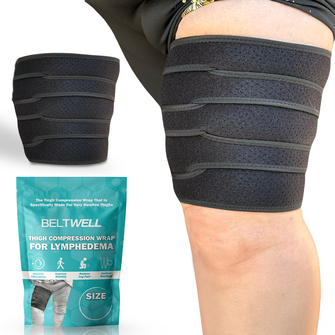 Beltwell® The NEW Lymphotech™ Thigh Compression Wrap For Edema, Venous Insufficiency, Lymphedema, Lipedema & Varicose Veins (1 wrap)