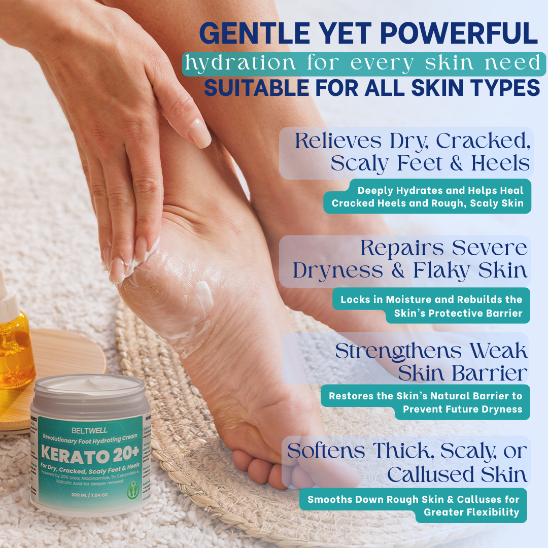 Kerato20+ Urea 20% Intense Foot Hydrating Cream For Dry, & Cracked Feet, Non-Greasy