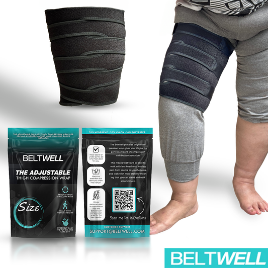 Beltwell® - The Adjustable Thigh Lymphedema Compression Wraps For Big Swollen Upper Legs (2 wraps)