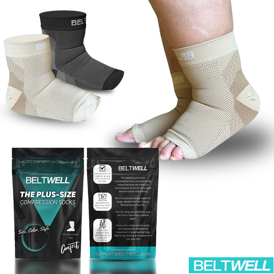 Beltwell® - Plus-Size Foot & Ankle Compression Socks For Edema & Lymphedema 23-32mmhg (2 pairs)