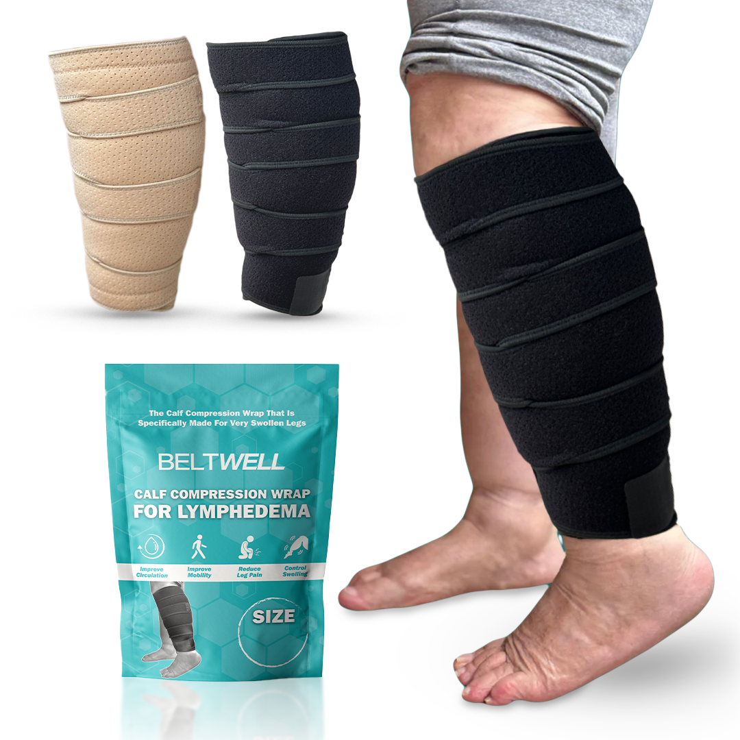 Beltwell® The NEW Lymphotech™ Calf Compression Wrap For Edema, Venous Insufficiency, Lymphedema, Lipedema & Varicose Veins (1 wrap)