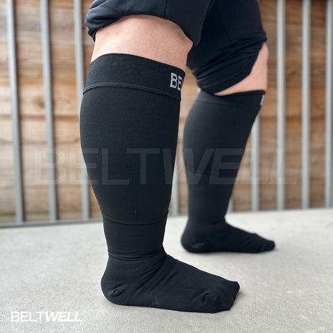 Beltwell® - The Plus-Size Anti-Slip Compression Socks For Big Swollen Legs  With Edema & Lymphedema [23-32mmHg] (2 pairs)