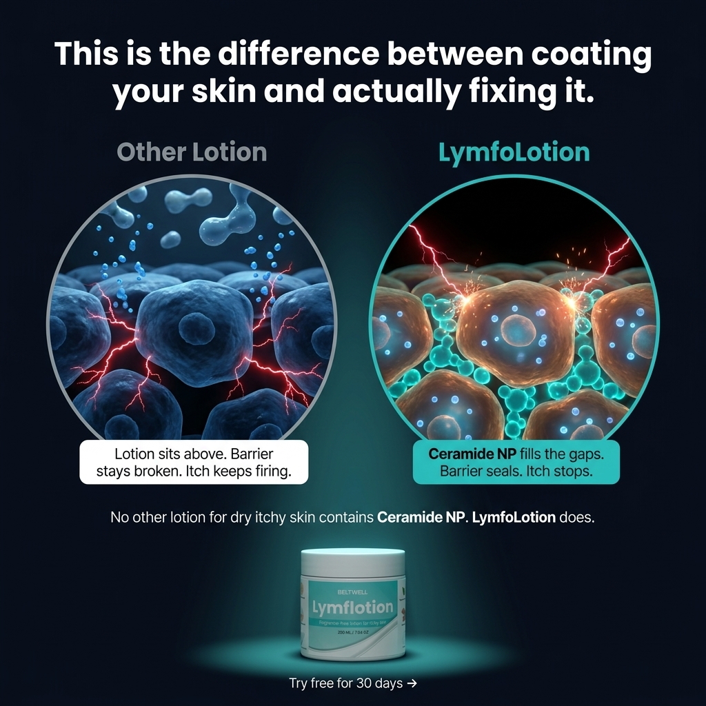 Lymphatic Support Fragrance-Free Non-Greasy Anti-Itch Ceramide NP Lotion