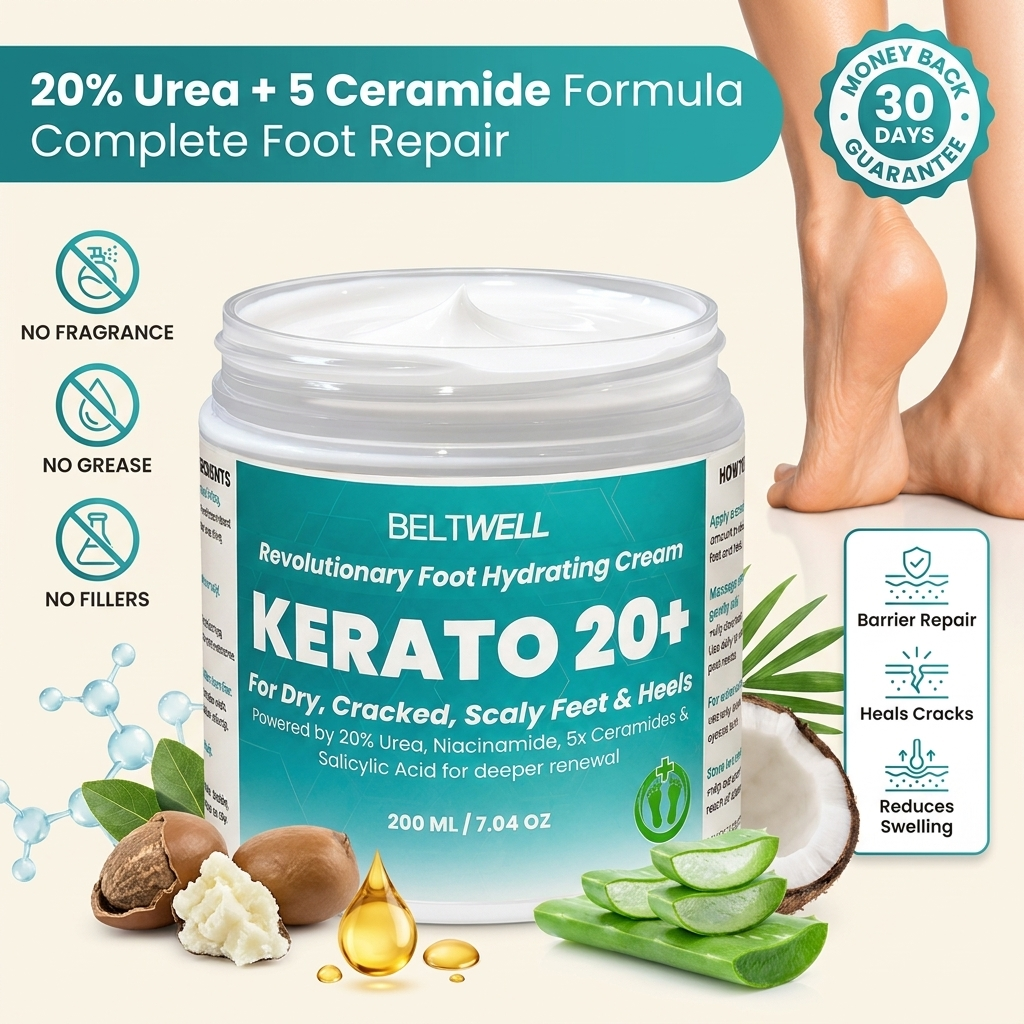 Kerato20+ Urea 20% Intense Foot Hydrating Cream For Dry, & Cracked Feet, Non-Greasy