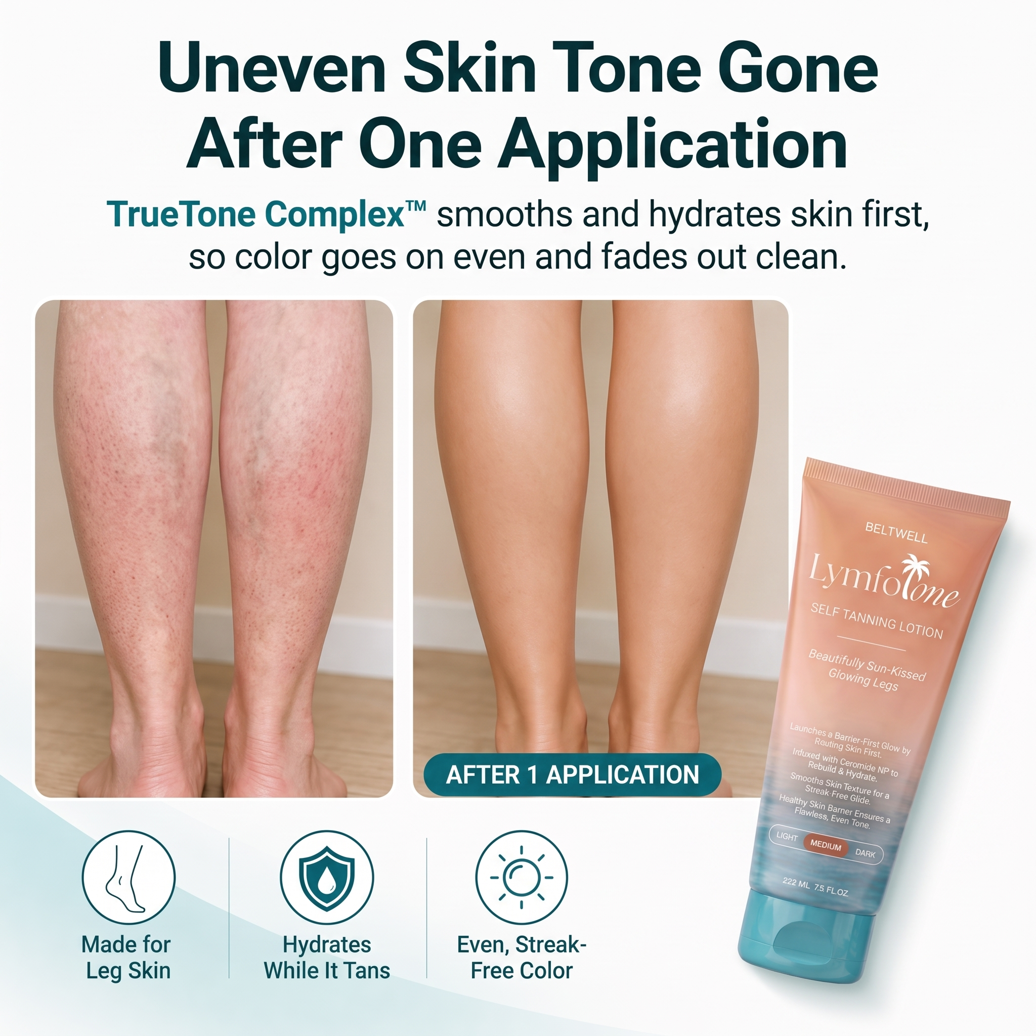 LymfTone Self-Tanner & Extra Glow for Legs With TrueTone Complex™