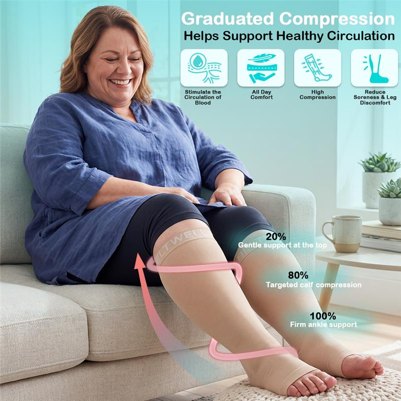 Beltwell® The Original Toeless Extra Wide StretchKnit™ Compression Socks 20-30 mmHg